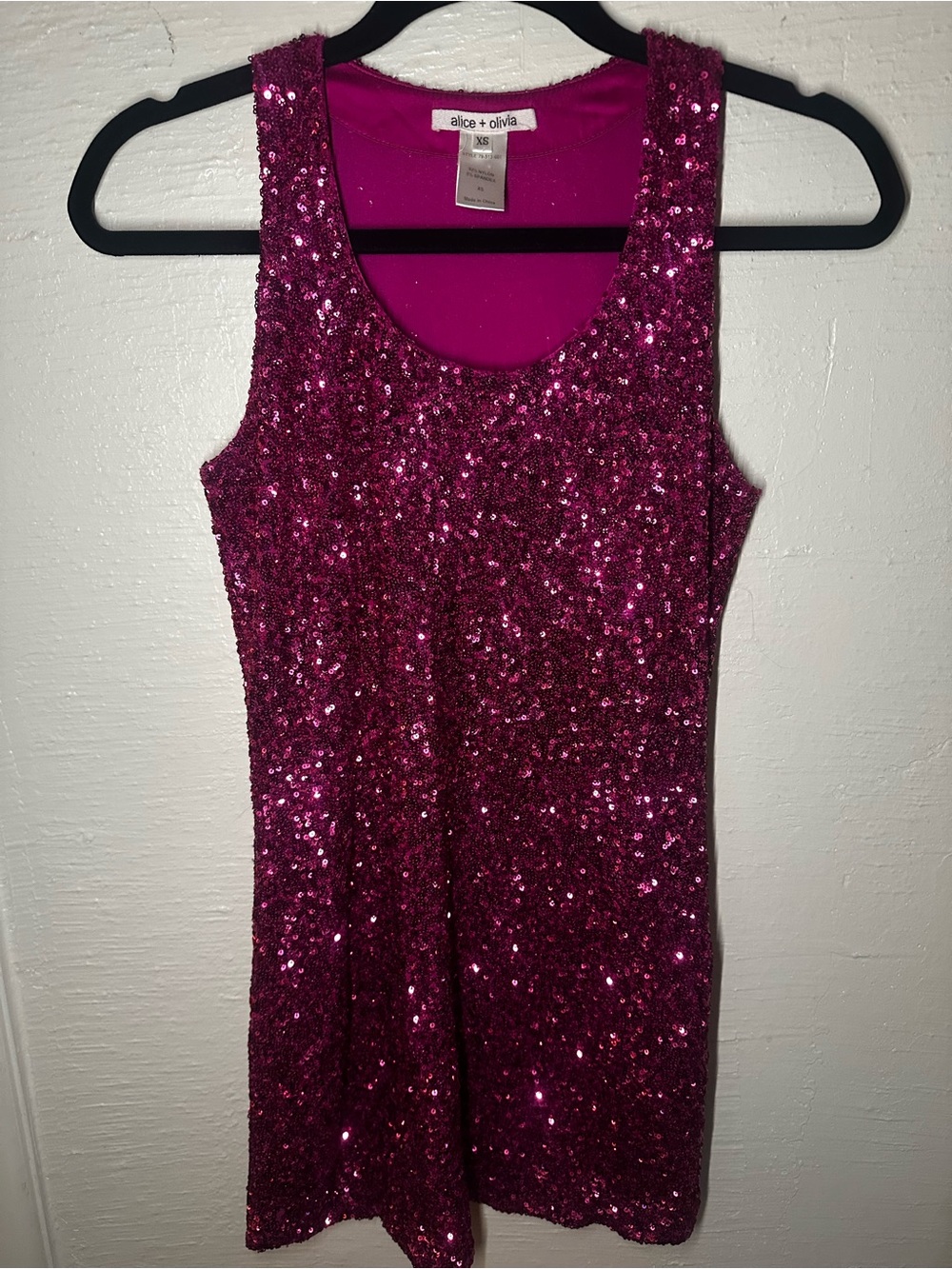 Alice + Olivia Hot Pink Sequin Tank Mini Dress